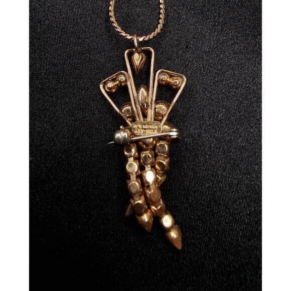 Vintage Star-Art 1/20 12 GF 1960s Necklace & Brooch Combo With Sparkling Rhinest - Picture 5 of 5